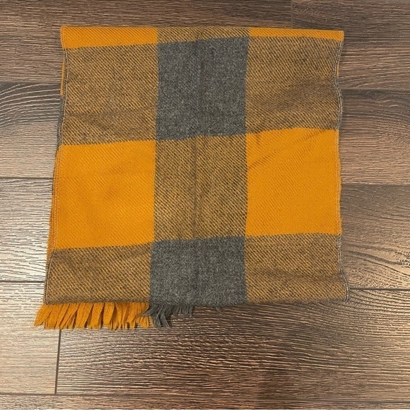 Vintage Botany Merino Wool Plaid Scarf in Burnt Orange and Gray OS - Picture 2 of 7
